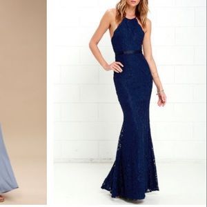 Lulu's Zenith blue maxi lace dress S Small